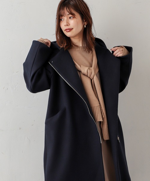 natural couture（ナチュラルクチュール）の「お上品フードジップコート（その他アウター・レディース・アイボリー/モカ/ネイビー/サックスブルー・FREE）」の9枚目の写真