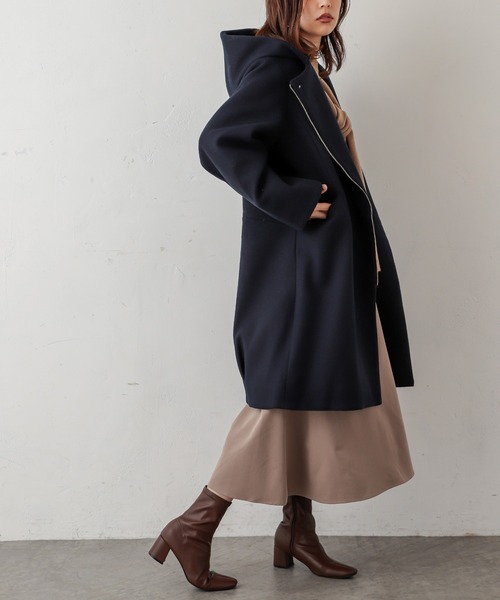 natural couture（ナチュラルクチュール）の「お上品フードジップコート（その他アウター・レディース・アイボリー/モカ/ネイビー/サックスブルー・FREE）」の6枚目の写真