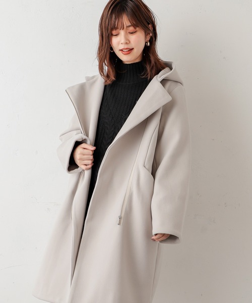 natural couture（ナチュラルクチュール）の「お上品フードジップコート（その他アウター・レディース・アイボリー/モカ/ネイビー/サックスブルー・FREE）」の8枚目の写真