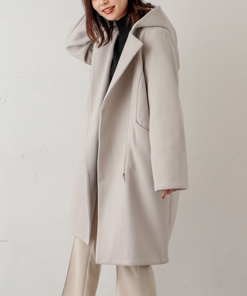 natural couture（ナチュラルクチュール）の「お上品フードジップコート（その他アウター・レディース・アイボリー/モカ/ネイビー/サックスブルー・FREE）」の12枚目の写真