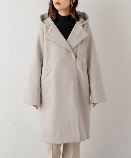 natural couture（ナチュラルクチュール）の「お上品フードジップコート（その他アウター・レディース・アイボリー/モカ/ネイビー/サックスブルー・FREE）」の10枚目の写真