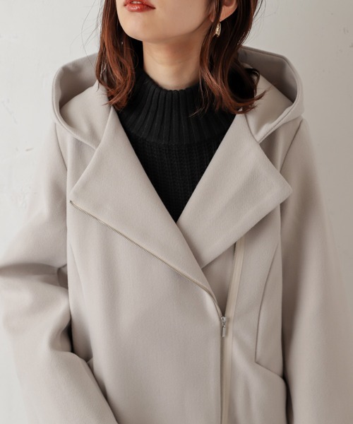 natural couture（ナチュラルクチュール）の「お上品フードジップコート（その他アウター・レディース・アイボリー/モカ/ネイビー/サックスブルー・FREE）」の21枚目の写真