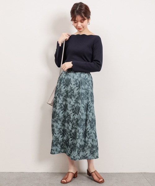 natural couture(ナチュラルクチュール)の「アートフラワージャガード柄タックフレアスカート(スカート・レディース・グリーン/ベージュ/イエロー・FREE)」の19枚目の写真