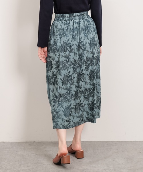 natural couture(ナチュラルクチュール)の「アートフラワージャガード柄タックフレアスカート(スカート・レディース・グリーン/ベージュ/イエロー・FREE)」の20枚目の写真