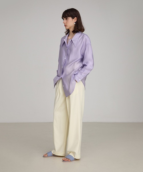 UNSPOKEN（アンスポクン）の「【UNSPOKEN】Big silhouette dress shirt FAZ19314chw（シャツ/ブラウス・レディース・ライトパープル・L/S/M）」の2枚目の写真