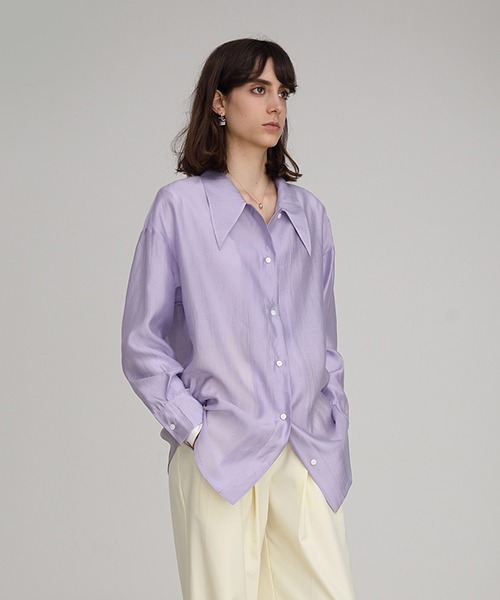 UNSPOKEN（アンスポクン）の「【UNSPOKEN】Big silhouette dress shirt FAZ19314chw（シャツ/ブラウス・レディース・ライトパープル・L/S/M）」の3枚目の写真