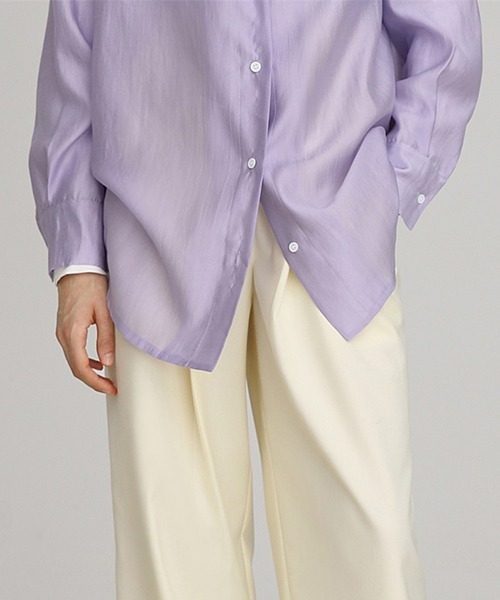UNSPOKEN（アンスポクン）の「【UNSPOKEN】Big silhouette dress shirt FAZ19314chw（シャツ/ブラウス・レディース・ライトパープル・L/S/M）」の6枚目の写真