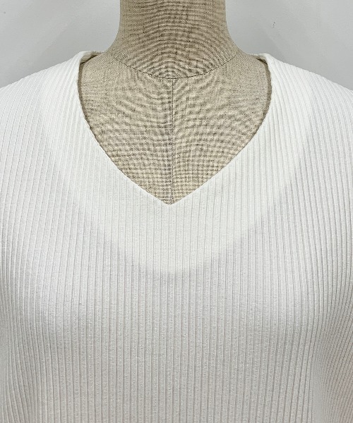 PICCIN（ピッチン）の「Vネックリブカットソー（Tシャツ/カットソー・レディース・ホワイト/ピンク/ブルーグレー・M）」の11枚目の写真