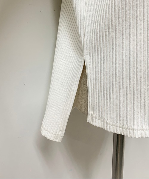 PICCIN（ピッチン）の「Vネックリブカットソー（Tシャツ/カットソー・レディース・ホワイト/ピンク/ブルーグレー・M）」の6枚目の写真