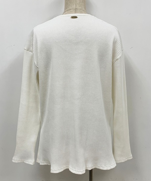 PICCIN（ピッチン）の「Vネックリブカットソー（Tシャツ/カットソー・レディース・ホワイト/ピンク/ブルーグレー・M）」の4枚目の写真