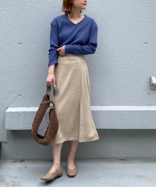 PICCIN（ピッチン）の「Vネックリブカットソー（Tシャツ/カットソー・レディース・ホワイト/ピンク/ブルーグレー・M）」の18枚目の写真