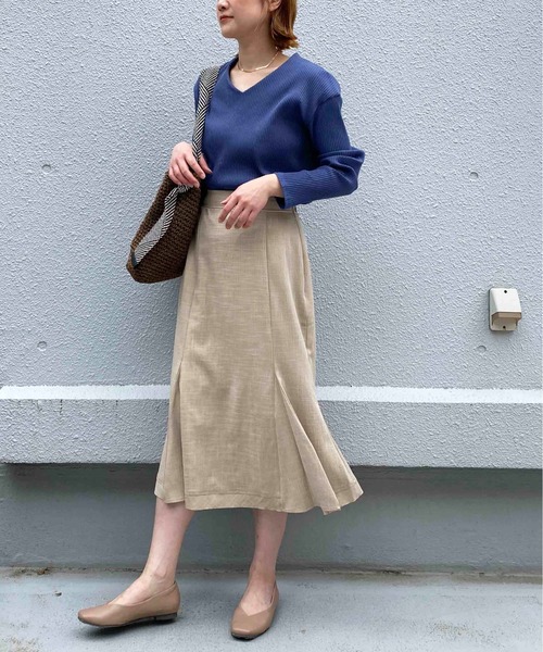 PICCIN（ピッチン）の「Vネックリブカットソー（Tシャツ/カットソー・レディース・ホワイト/ピンク/ブルーグレー・M）」の19枚目の写真