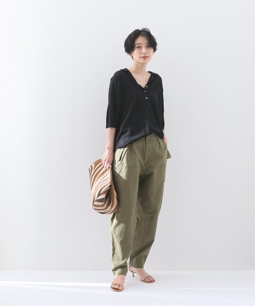 FRAMeWORK シルクリネンポロニット 黒 FRAMeWORK（フレームワーク）の「シルクリネンポロニット