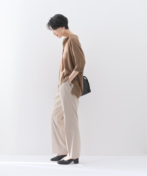 FRAMeWORK シルクリネンポロニット 黒 FRAMeWORK（フレームワーク）の「シルクリネンポロニット