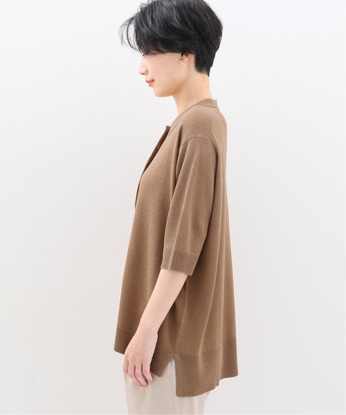 FRAMeWORK シルクリネンポロニット 黒 FRAMeWORK（フレームワーク）の「シルクリネンポロニット