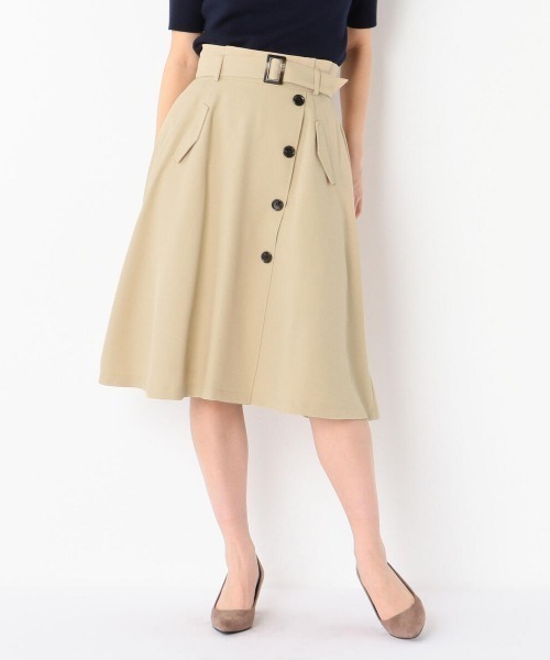 MEW'S REFINED CLOTHES（ミューズリファインドクローズ）の「ウォッシャブルトレンチフレアスカート（スカート・レディース・ネイビー/ライトグリーン/ベージュ・MEDIUM）」の2枚目の写真