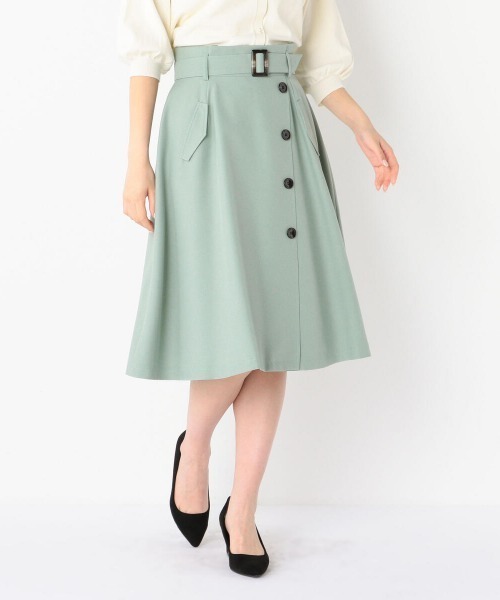 MEW'S REFINED CLOTHES（ミューズリファインドクローズ）の「ウォッシャブルトレンチフレアスカート（スカート・レディース・ネイビー/ライトグリーン/ベージュ・MEDIUM）」の3枚目の写真