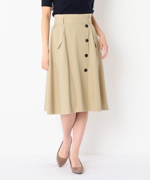MEW'S REFINED CLOTHES（ミューズリファインドクローズ）の「ウォッシャブルトレンチフレアスカート（スカート・レディース・ネイビー/ライトグリーン/ベージュ・MEDIUM）」の6枚目の写真