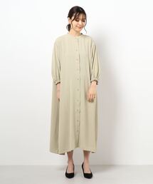 Samansa Mos2 blue | ８分袖シャツワンピース(シャツワンピース)
