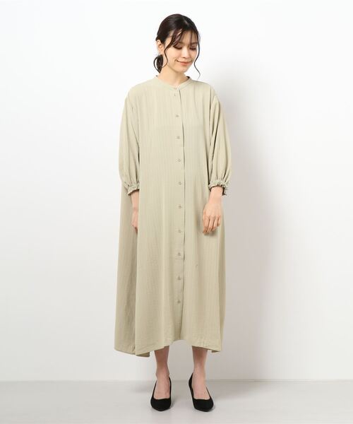 Samansa Mos2 Blue サマンサモスモスブルー の ８分袖シャツワンピース シャツワンピース Wear