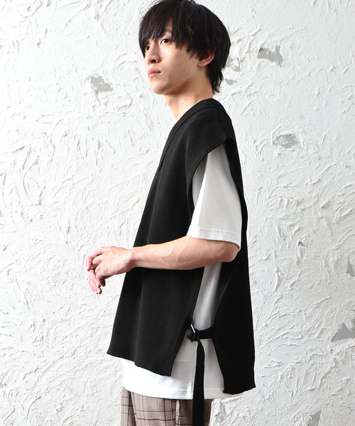 MinoriTY（マイノリティ）の「メンズアンサンブルニットベスト＋半袖Tシャツ【2点セット】（ベスト・メンズ・モカ/ブルーグレー/ブラック・L/M）」の17枚目の写真