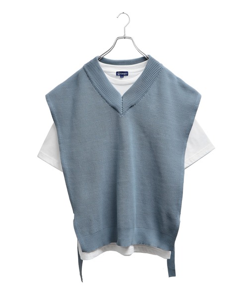 MinoriTY（マイノリティ）の「メンズアンサンブルニットベスト＋半袖Tシャツ【2点セット】（ベスト・メンズ・モカ/ブルーグレー/ブラック・L/M）」の15枚目の写真