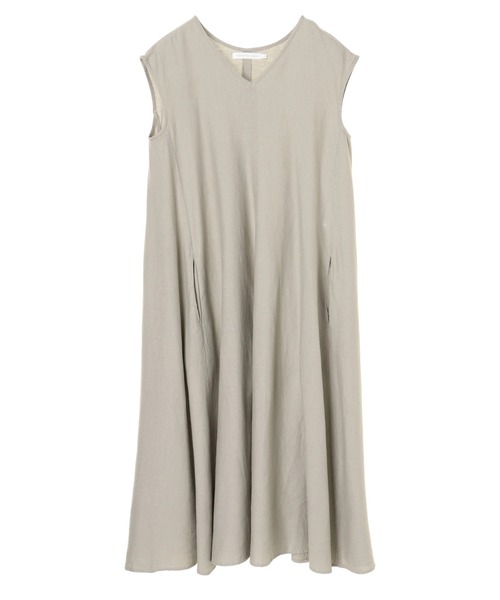 AMERICAN HOLIC（アメリカンホリック）の「Vネックリネンブレンドフレアワンピース（ワンピース・レディース・ライトグレー/チャコールグレー/マスタード/ブルーグリーン・M/L）」の5枚目の写真