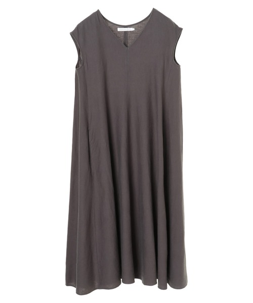 AMERICAN HOLIC（アメリカンホリック）の「Vネックリネンブレンドフレアワンピース（ワンピース・レディース・ライトグレー/チャコールグレー/マスタード/ブルーグリーン・M/L）」の8枚目の写真