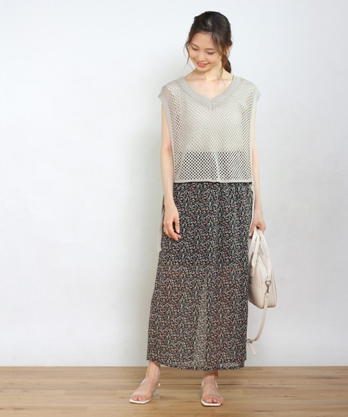 Crisp（クリスプ）の「メッシュニットベスト（ベスト・レディース・ブルー/アイボリー・FREE）」の11枚目の写真