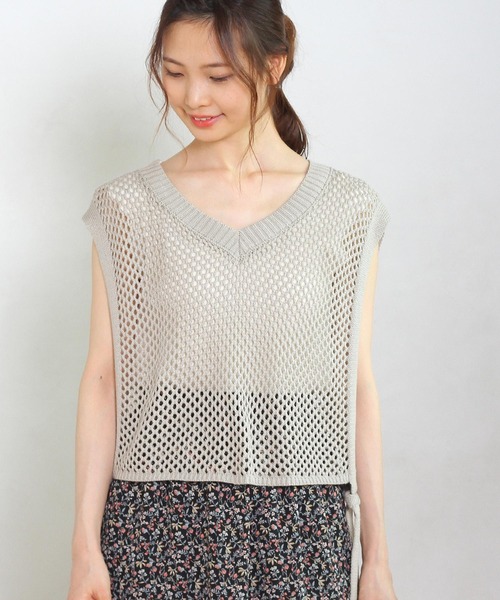 Crisp（クリスプ）の「メッシュニットベスト（ベスト・レディース・ブルー/アイボリー・FREE）」の13枚目の写真