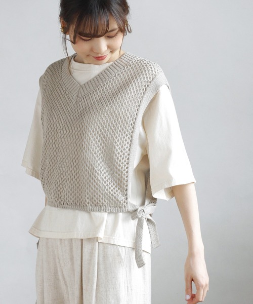 Crisp（クリスプ）の「メッシュニットベスト（ベスト・レディース・ブルー/アイボリー・FREE）」の20枚目の写真