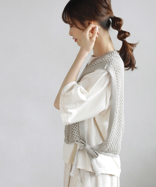 Crisp（クリスプ）の「メッシュニットベスト（ベスト・レディース・ブルー/アイボリー・FREE）」の21枚目の写真