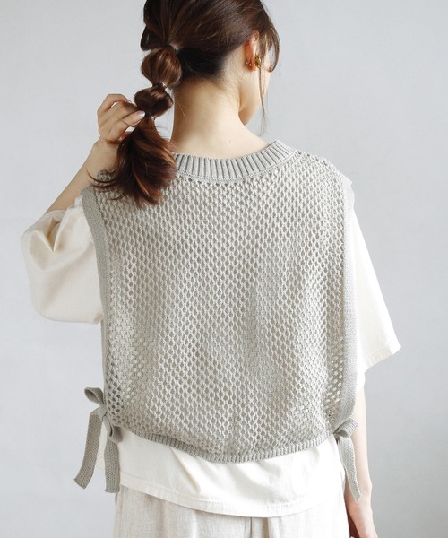 Crisp（クリスプ）の「メッシュニットベスト（ベスト・レディース・ブルー/アイボリー・FREE）」の22枚目の写真