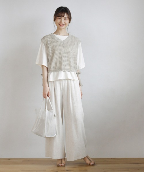 Crisp（クリスプ）の「メッシュニットベスト（ベスト・レディース・ブルー/アイボリー・FREE）」の16枚目の写真