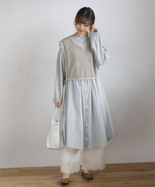 Crisp（クリスプ）の「メッシュニットベスト（ベスト・レディース・ブルー/アイボリー・FREE）」の3枚目の写真