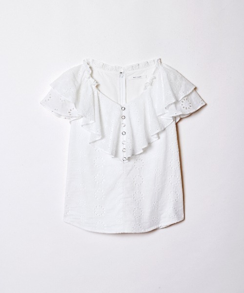 REDYAZEL（レディアゼル）の「コットンレース柄ドッキングブラウス（シャツ/ブラウス・レディース・ネイビー/レッド/オフホワイト・SMALL/MEDIUM）」の11枚目の写真