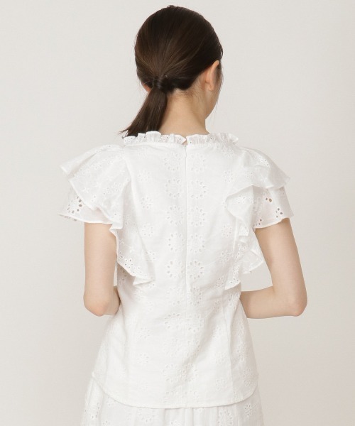 REDYAZEL（レディアゼル）の「コットンレース柄ドッキングブラウス（シャツ/ブラウス・レディース・ネイビー/レッド/オフホワイト・SMALL/MEDIUM）」の7枚目の写真
