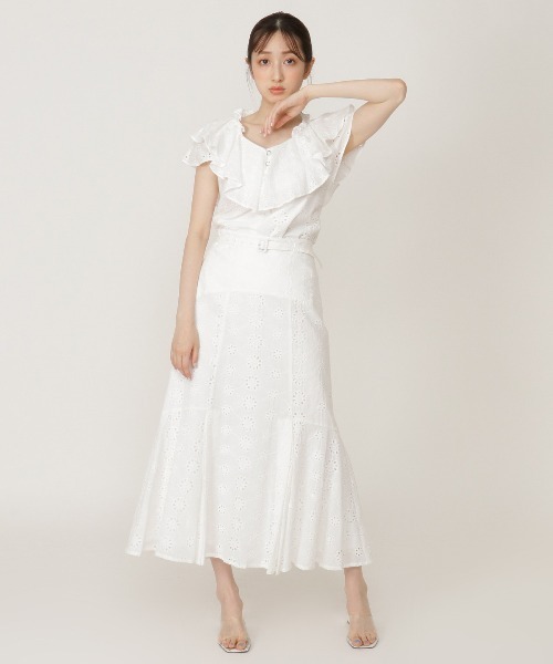 REDYAZEL（レディアゼル）の「コットンレース柄ドッキングブラウス（シャツ/ブラウス・レディース・ネイビー/レッド/オフホワイト・SMALL/MEDIUM）」の8枚目の写真