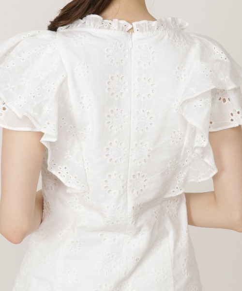 REDYAZEL（レディアゼル）の「コットンレース柄ドッキングブラウス（シャツ/ブラウス・レディース・ネイビー/レッド/オフホワイト・SMALL/MEDIUM）」の10枚目の写真
