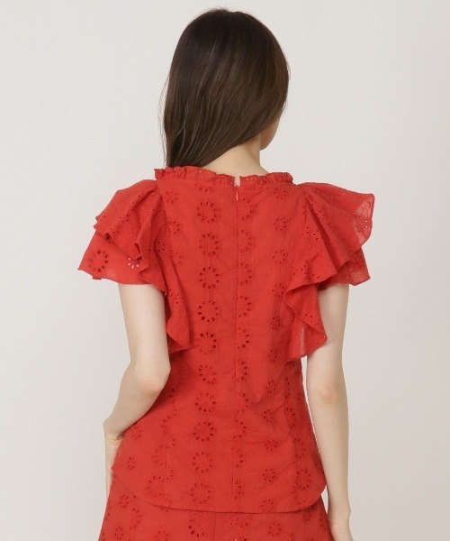 REDYAZEL（レディアゼル）の「コットンレース柄ドッキングブラウス（シャツ/ブラウス・レディース・ネイビー/レッド/オフホワイト・SMALL/MEDIUM）」の15枚目の写真