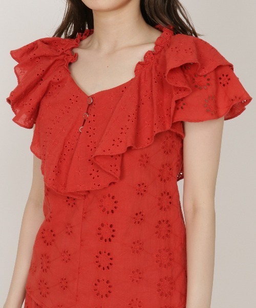 REDYAZEL（レディアゼル）の「コットンレース柄ドッキングブラウス（シャツ/ブラウス・レディース・ネイビー/レッド/オフホワイト・SMALL/MEDIUM）」の17枚目の写真