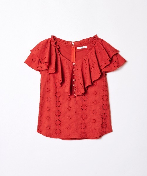 REDYAZEL（レディアゼル）の「コットンレース柄ドッキングブラウス（シャツ/ブラウス・レディース・ネイビー/レッド/オフホワイト・SMALL/MEDIUM）」の19枚目の写真