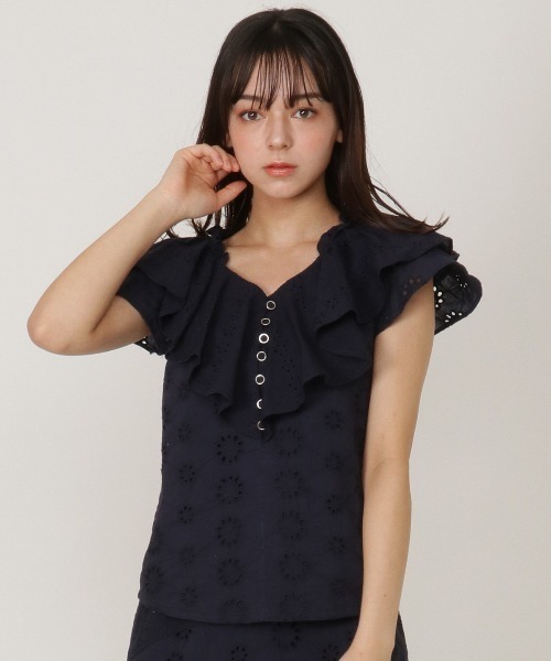 REDYAZEL（レディアゼル）の「コットンレース柄ドッキングブラウス（シャツ/ブラウス・レディース・ネイビー/レッド/オフホワイト・SMALL/MEDIUM）」の21枚目の写真