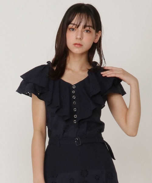 REDYAZEL（レディアゼル）の「コットンレース柄ドッキングブラウス（シャツ/ブラウス・レディース・ネイビー/レッド/オフホワイト・SMALL/MEDIUM）」の20枚目の写真