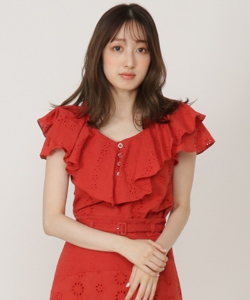 REDYAZEL（レディアゼル）の「コットンレース柄ドッキングブラウス（シャツ/ブラウス・レディース・ネイビー/レッド/オフホワイト・SMALL/MEDIUM）」の12枚目の写真
