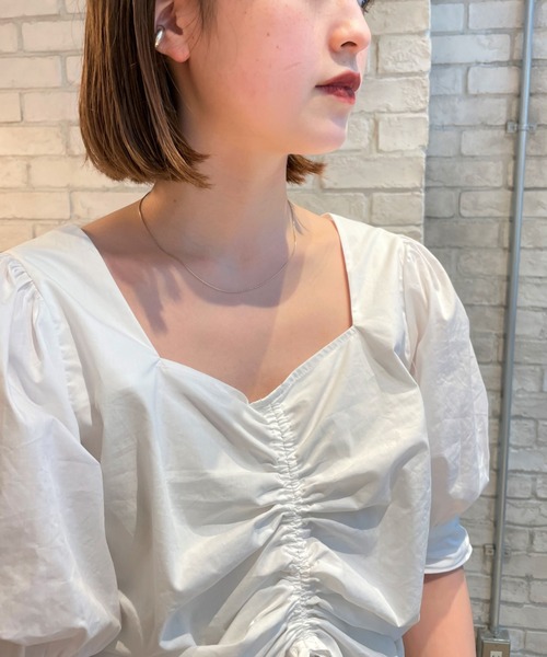 CIAOPANIC（チャオパニック）の「シャーリングスクエアブラウス（シャツ/ブラウス・レディース・オフホワイト/ブラック・FREE）」の12枚目の写真