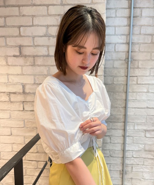 CIAOPANIC（チャオパニック）の「シャーリングスクエアブラウス（シャツ/ブラウス・レディース・オフホワイト/ブラック・FREE）」の13枚目の写真