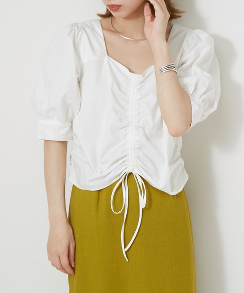 CIAOPANIC（チャオパニック）の「シャーリングスクエアブラウス（シャツ/ブラウス・レディース・オフホワイト/ブラック・FREE）」の22枚目の写真