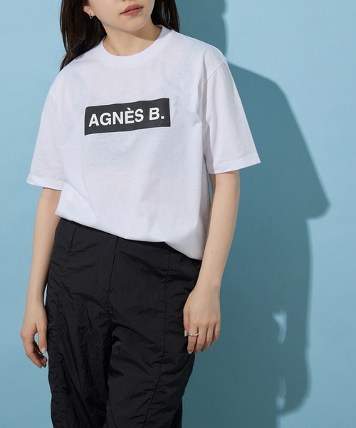 agnes b.(アニエスベー)の「【agnes b. pour ADAM ET ROPE'】BOX LOGO T-SHIRT(Tシャツ/カットソー・レディース・ホワイト/ブラック・M)」の2枚目の写真