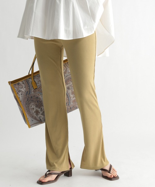 Andemiu（アンデミュウ）の「カットリブパンツ954696（その他パンツ・レディース・イエロー/グレー・FREE）」の2枚目の写真